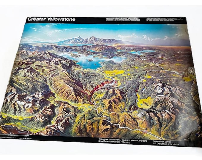 Vintage 1990s Original Yellowstone National Park Poster