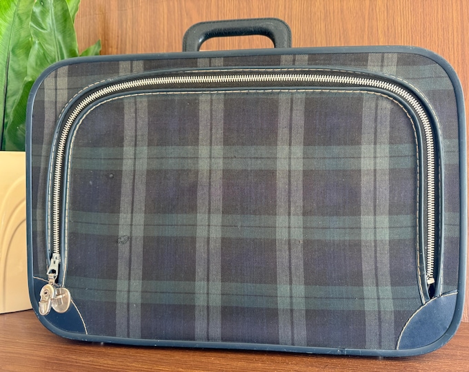Vintage Small Suitcase in Tartan Plaid from the 1960s