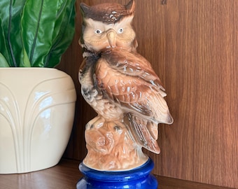 Vintage Hand-Painted Ceramic Owl Statue, 13"