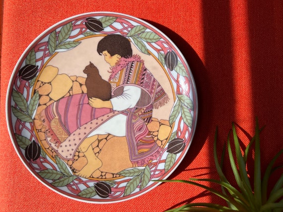 Vintage Black Cat Plate, Villeroy and Boch for Unicef Mexico