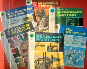 Vintage Art Books, The Art of Oil Painting, Watercolor, Color Mixing, Landscapes, Seascapes, Drawing Trees