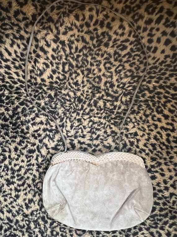 Vintage Suede Purse, Snakeskin Cross Body Bag by … - image 10