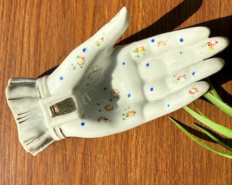 Molded Porcelain Glass Hand Trinket Dish - Palm Ashtray - Etsy