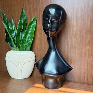 Art Deco Mannequin Head, Salon Decor, Vintage Wig Stand, Hat Stand, Jewelry Display, Antique, Boutique, Glam Closet Decor