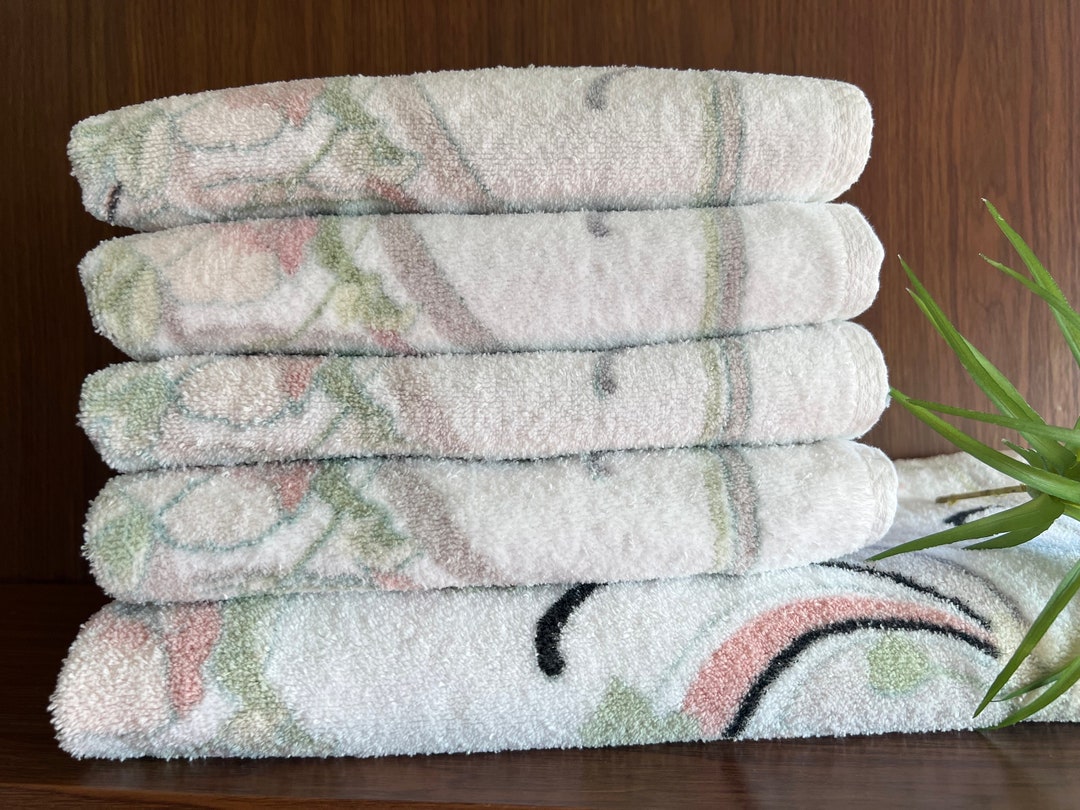 Vintage Bath Towel Set for 80s Deco Bathroom Decor, Springmaid ...