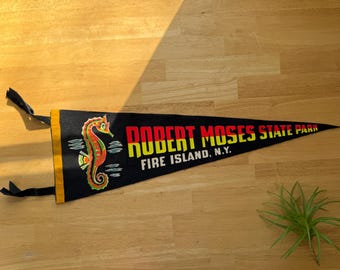 Vintage Fire Island, NY Pennant Flag from Robert Moses State Park, Long Island