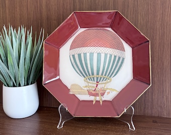 Whimsical Hot Air Balloon Wall Hanging Decoupage Plate