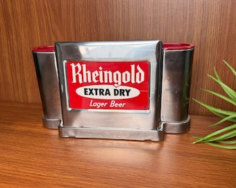 Rheingold Beer Bar Caddy, MCM Barware, Vintage Advertising, Brooklyn, NY Breweriana