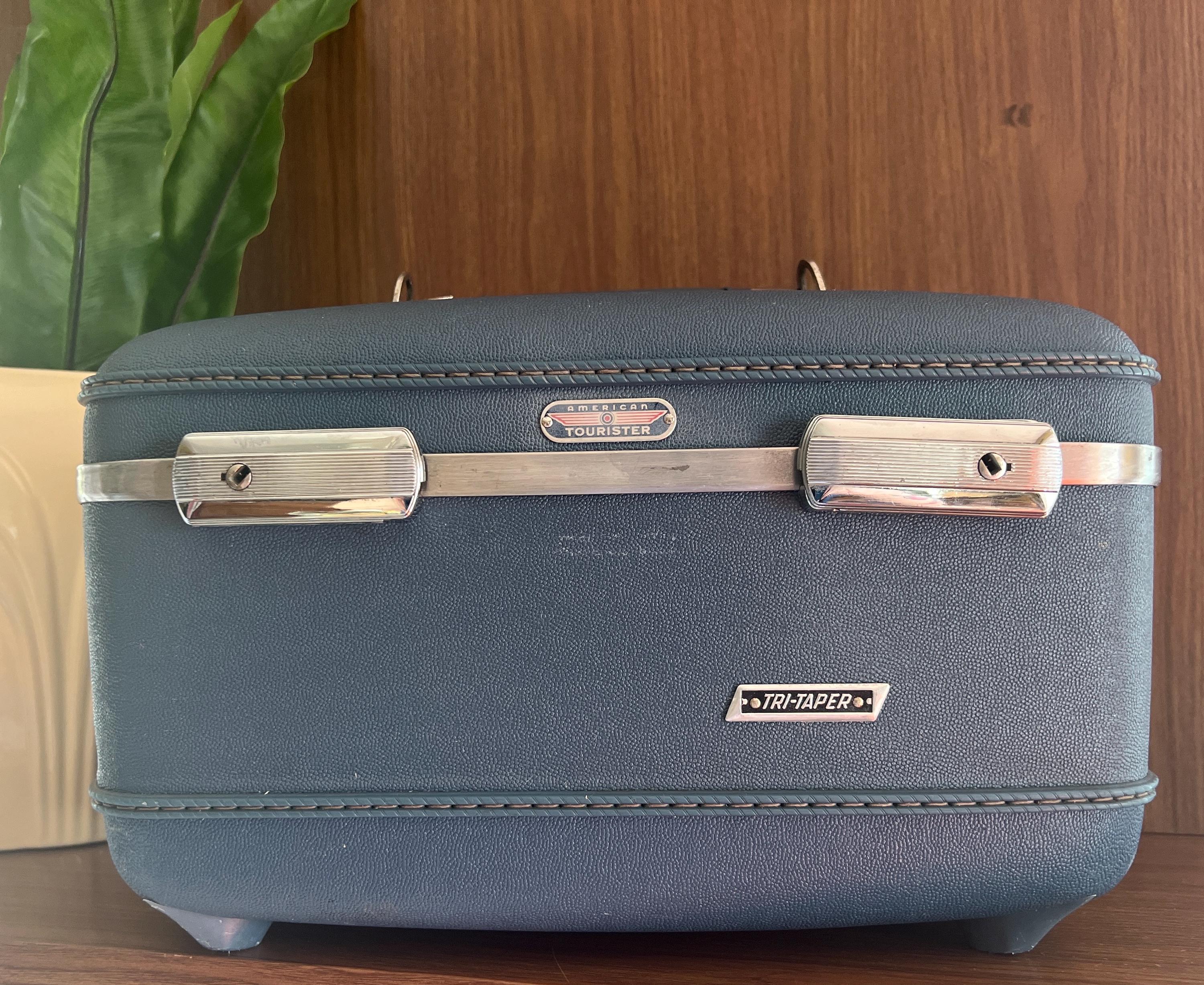 Vintage Train Case American Tourister Blue Small Travel Suitcase Accessory Makeup Case Storage Etsy