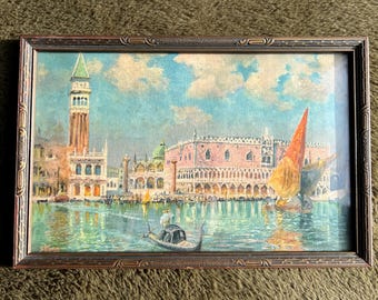 Original Antique Oil Painting of Venice by Gerolamo Varese