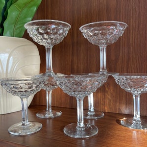 Vintage Champagne Coupe Glasses Set of 7, Cocktail Glasses Set, Unique Glassware for Weddings or Entertaining
