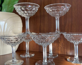 Vintage Champagne Coupe Glasses Set of 5 Iridescent Cocktail Glasses