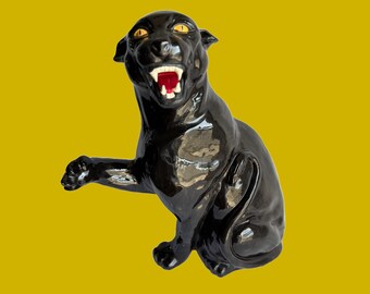 Vintage 19" Ceramic Panther Statue