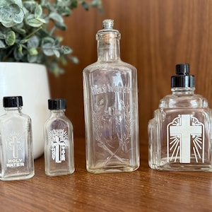 Vintage, Antique Holy Water Bottles, Catholic Art, Gothic Decor, Religious Oddities