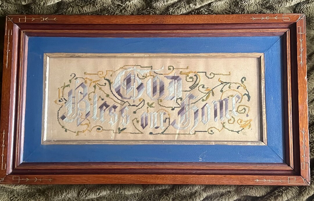 1800s Antique Victorian Punch Paper Embroidery Motto Sampler Etsy