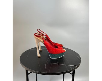Women's Yves Saint Laurent Rive Gauche Suede Platform Pumps Size EU 39 (Y0498)