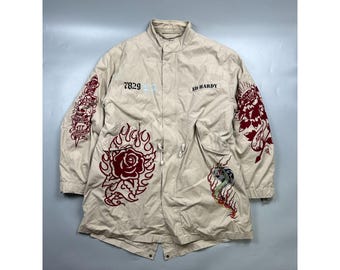 Men's Ed Hardy Military Lined Tattoo Parka Size XL (Y0944)