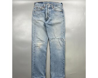 Women's Levi's 501 Made in USA Distressed Denim Jeans Pants Size 29/30 (Y0902)