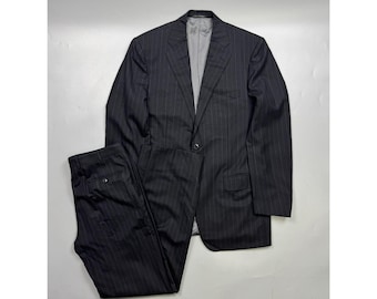 Abito da uomo Corneliani 120'S in lana merino extrafine a righe, taglia 98 L (Y1273)