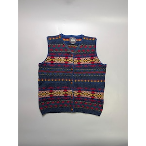 Chaleco de lana Woolrich Vintage con estampado autóctono para mujer, talla S (Y1097)