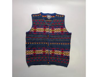 Women's Woolrich Vintage Native Pattern Wool Gilet Size S (Y1097)