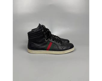 Zapatillas altas de piel Gucci Guccissima Coda para hombre, talla UK 9 (Y1174)