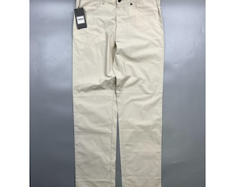 Men's NWT Trussardi Sport Beige Coated Cotton Pants Size IT 54 (Y0988)