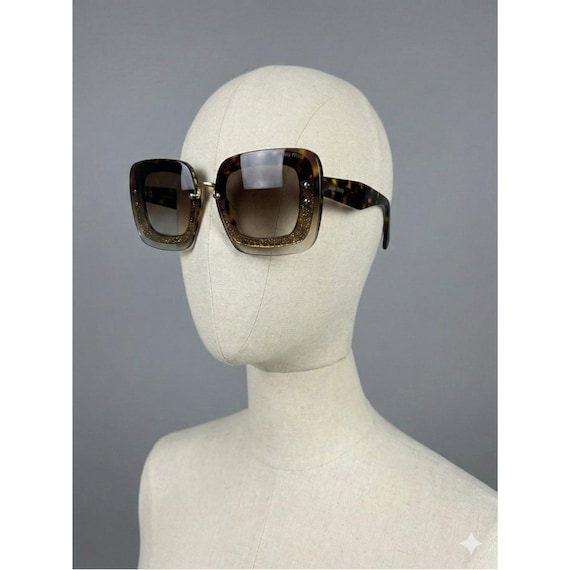 Miu Miu Reveal Sunglasses MIU MIU REVEAL MU10RS Gold Brown Glitter Oversized Fashion  main image 2
