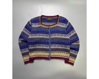 Women's Oleana Multicolor Knit Boat Neck Cardigan Size S (Y1114)