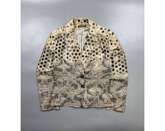 Women’s Gianfranco GF Ferre Vintage Abstract Pattern Cotton Blazer Size IT 44 (Y1218)