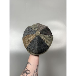 Men's Harris Tweed Patchwork Tweed Flat Cap (Y0373)