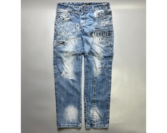 Men’s K&M Kosmolupo Embroidered Vintage Rap Jeans Size 34 (Y1037)