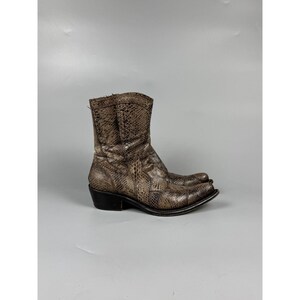 Women's Gianni Barbato Python Snake Skin Zip Cowboy Boots Size EU 37 (A0073)