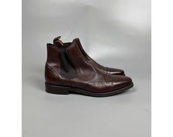 Berwick-1707 Chelsea boots voor heren, donkerbruin leer, vierkante neus, maat UK 8 (Y1173)
