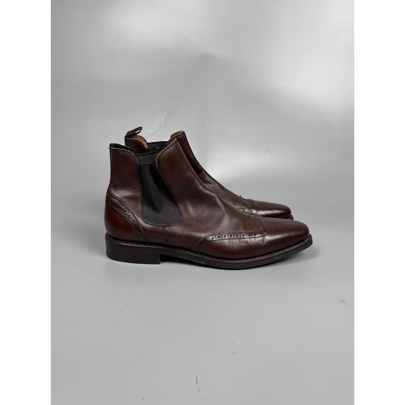 Men’s Berwick-1707 Dark Brown Leather Square Toe Chelsea Boots Size UK 8 (Y1173)