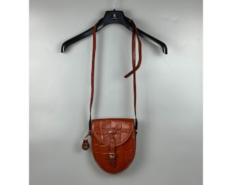 Women's Mulberry Crocodile Embossed Brown Leather Crossbody Messenger Bag (Y1310)