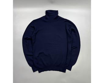 Men's Boggi Milano Turtleneck Navy Wool Sweater Size S (Y1269)