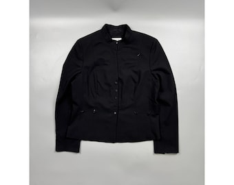 Blazer en laine sans col Akris Punto pour femme, taille D 40 (Y1180)