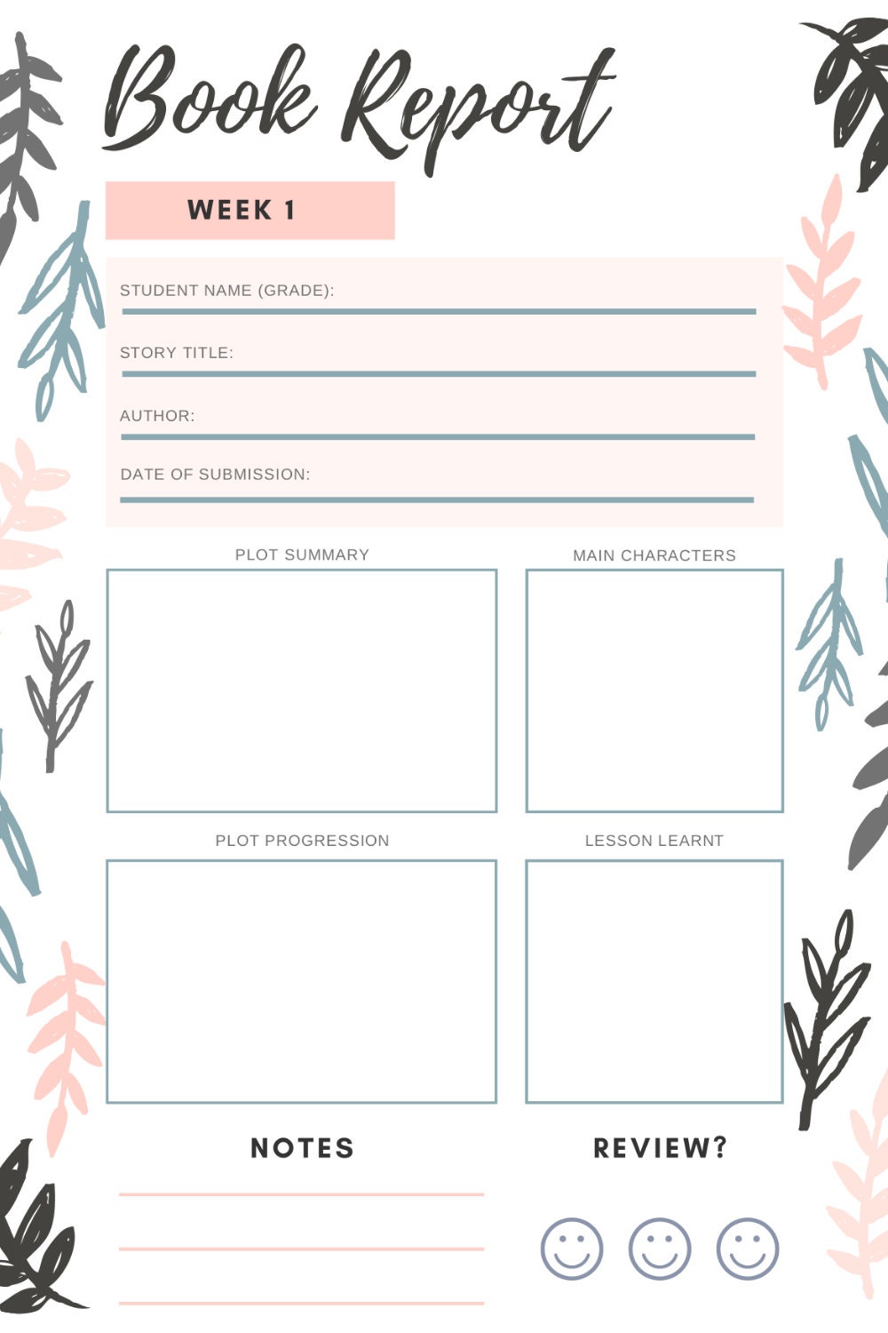 Homeschool Reading Planner Printables Book List Instant | Etsy