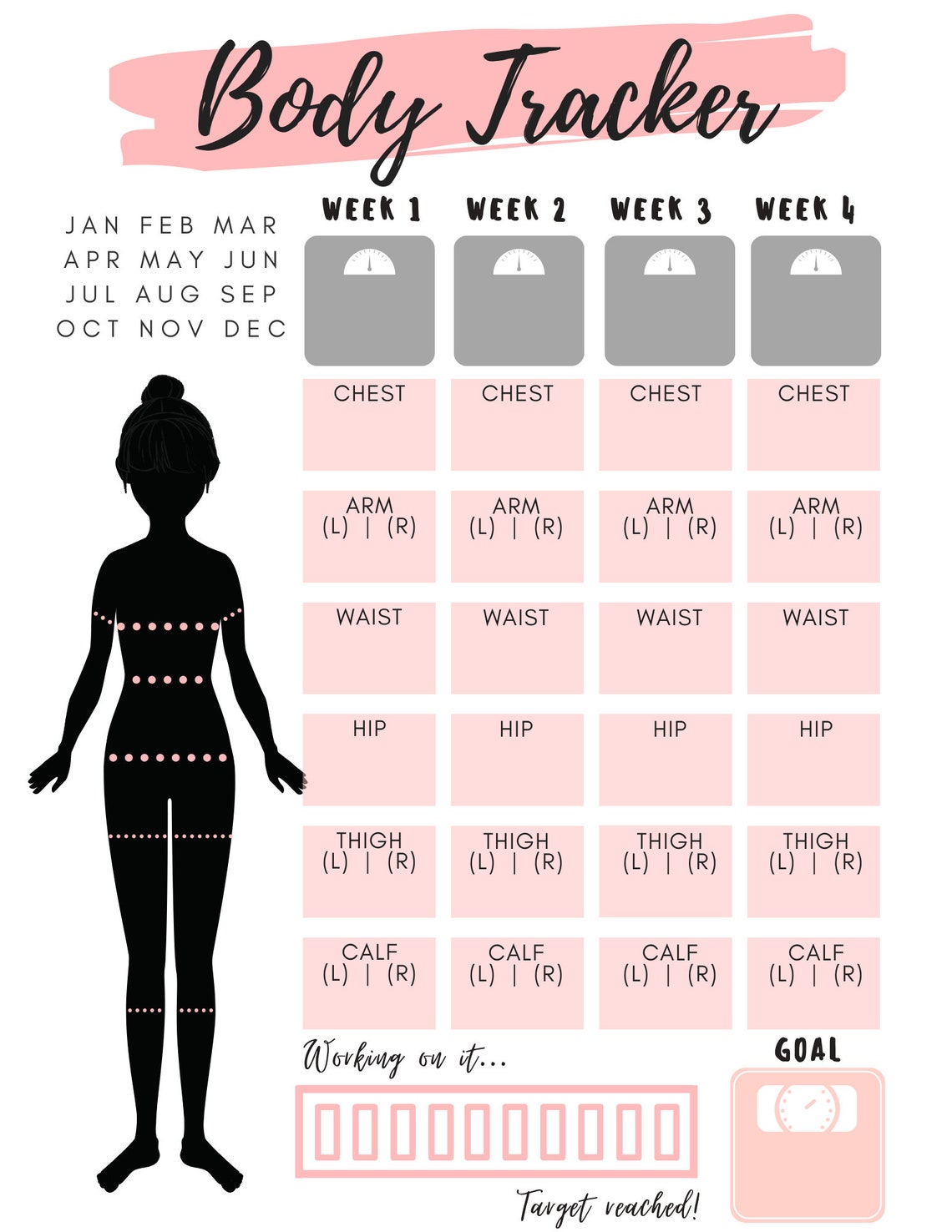 Fitness Planner Body Measurement Planner Weight Loss Etsy UK