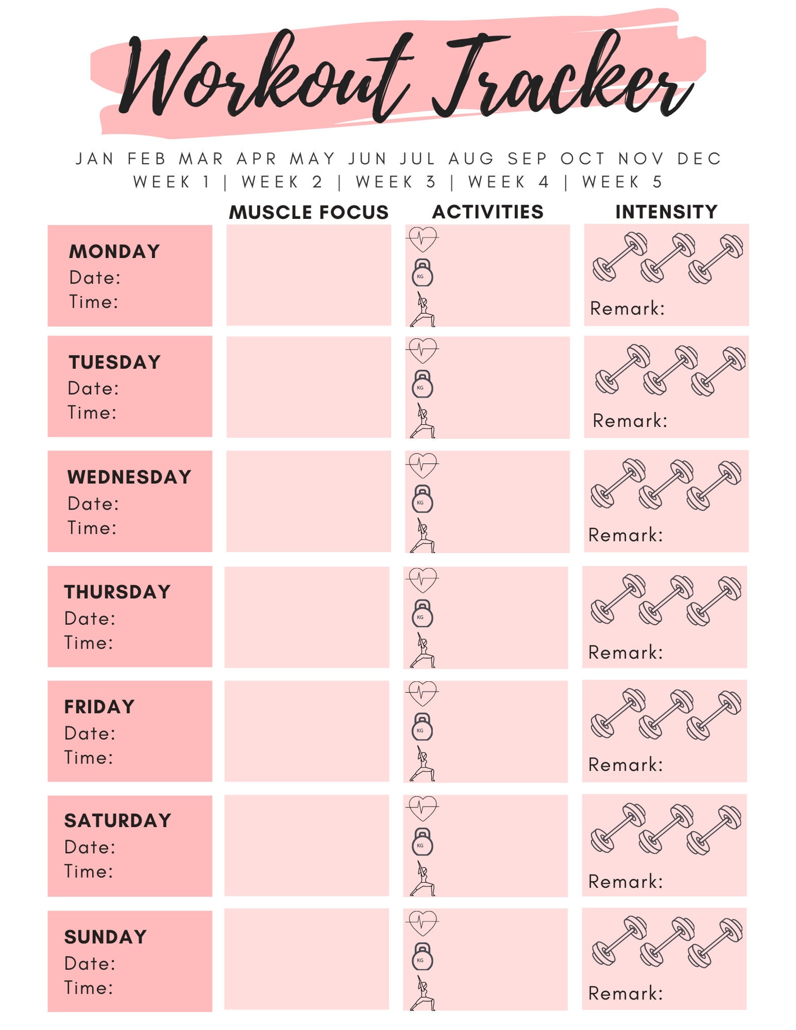 Fitness Planner Body Measurement Planner Weight Loss Etsy UK