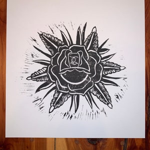Old School Rose Tattoo Print