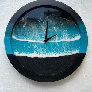 Epoxy clock in sea technique | Epoxy wall clock | clock whith silent mechanism | sea resin wall clock | dark ocean wall clock | ocean clock