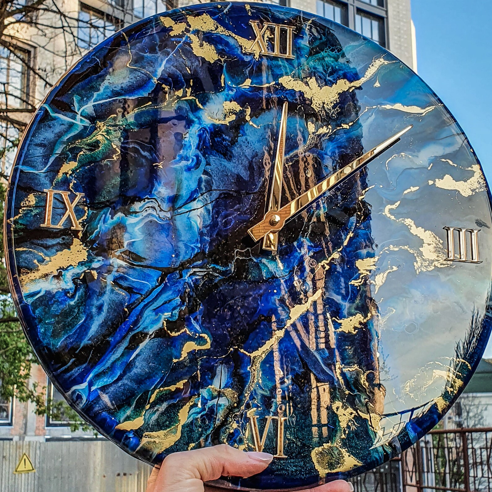 Wall Clock Unique Resin Art Modern Wall Clock Abstract Wall Etsy