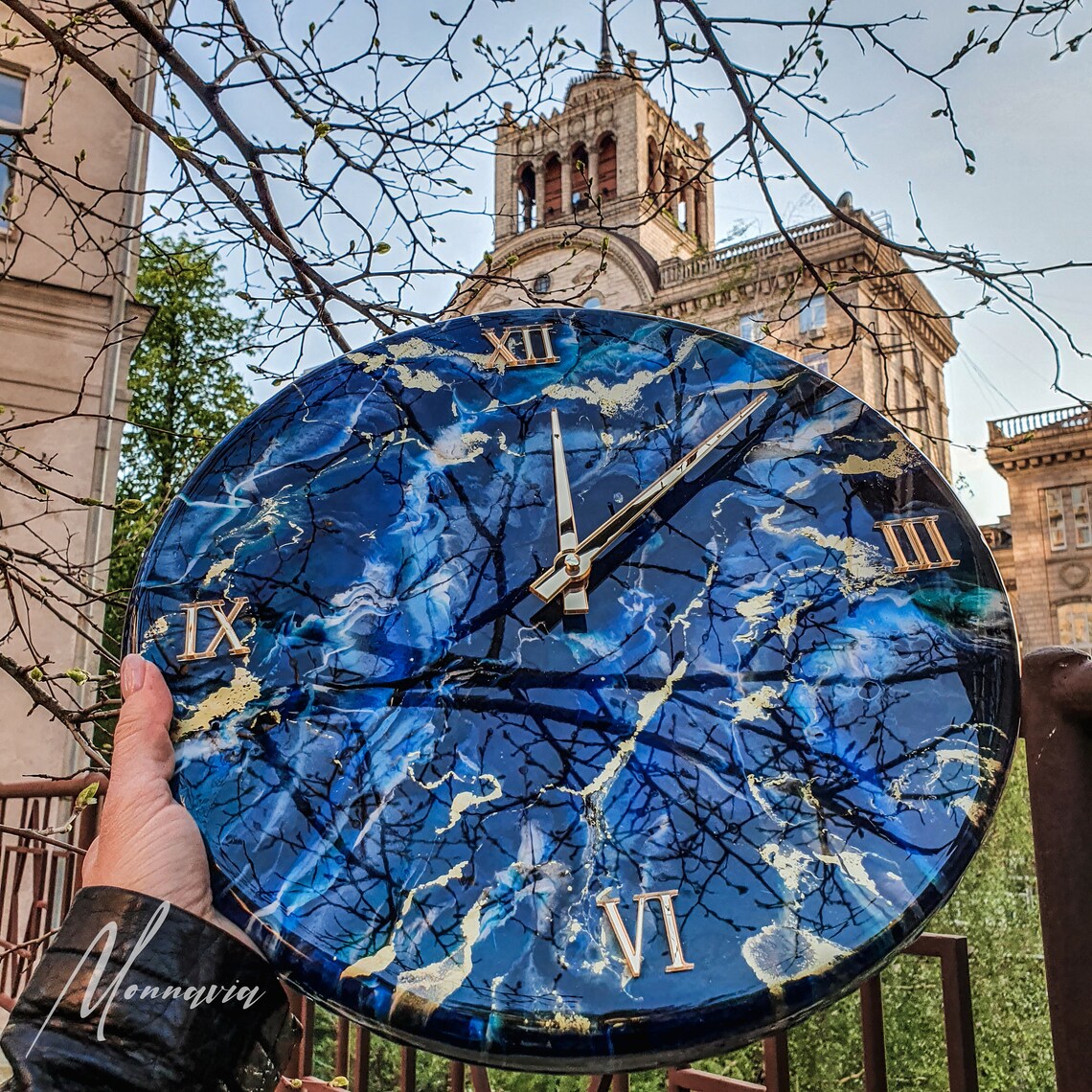 Wall Clock Unique Resin Art Modern Wall Clock Abstract Wall Etsy