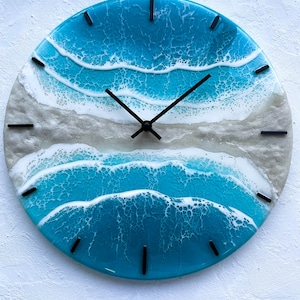 Resin clock, anniversary gift for parents, 50th birthday , Fathers day gift, wall art, living room decor, firts home gift, ocean lovers