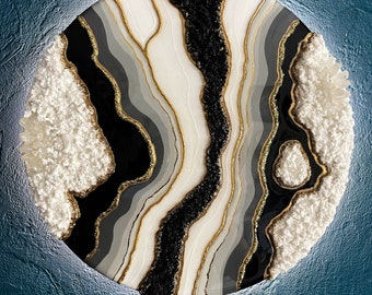 Resin geode, geode painting, resin art, abstract painting, wall art living room, geode wall picture, gold wall decor, modern art, unique art