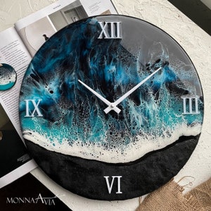 Resin clock, anniversary gift for parents, 50th birthday gift for men, Fathers day gift, wall art, living room decor, firts home gift