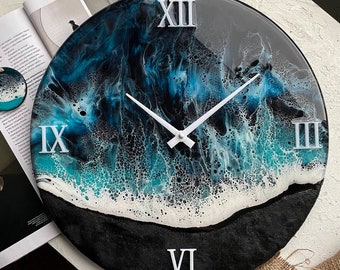 Resin clock, anniversary gift for parents, 50th birthday gift for men, Fathers day gift, wall art, living room decor, firts home gift