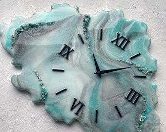Reloj de pared de geoda, reloj de pared de resina epoxi, regalo de inauguración de la casa, primer hogar, arte de resina, decoración de apartamentos, regalo de aniversario para padres, arte de pared moderno